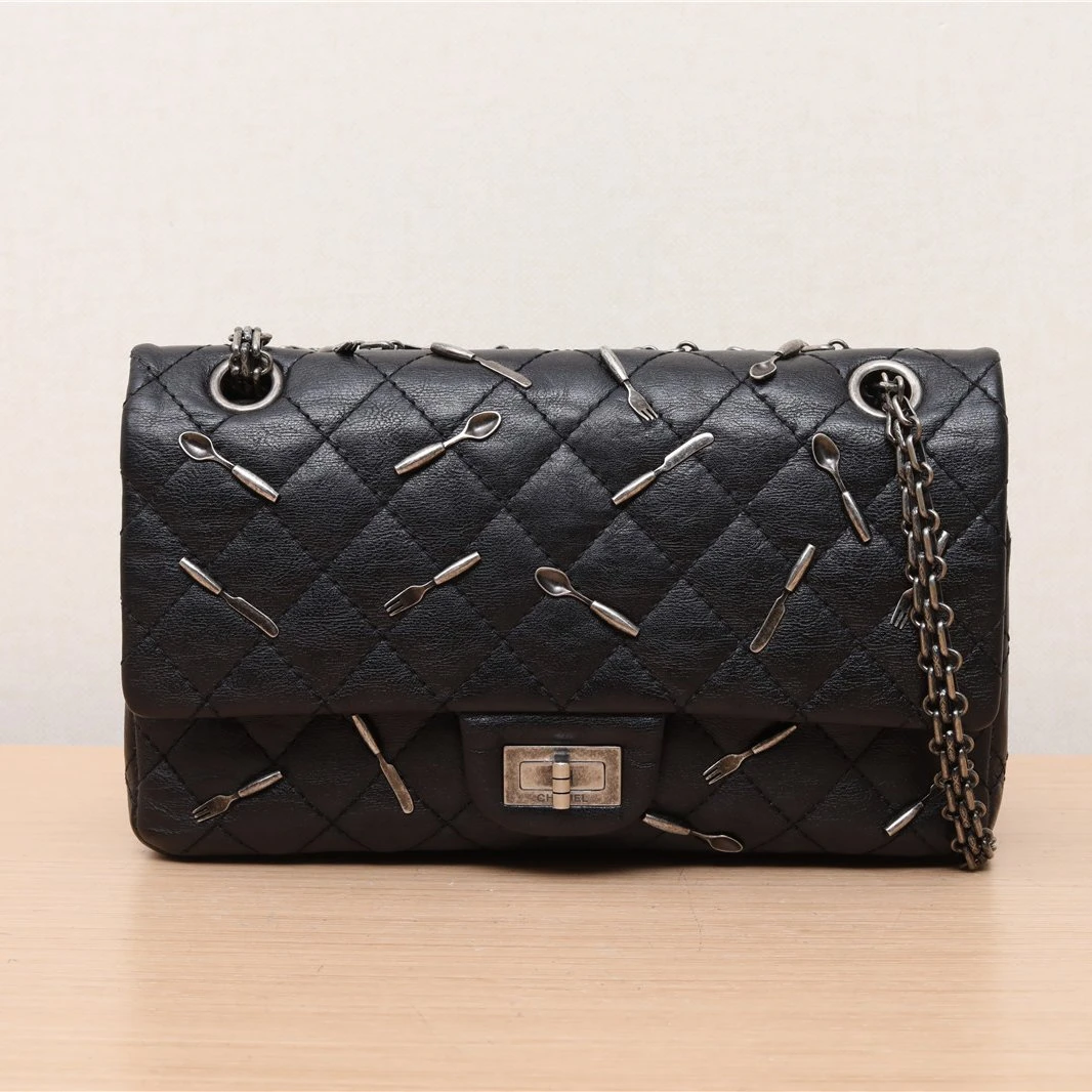95新 Chanel/香奈儿 活动双双 2.55 口盖包 小号 21开 晚宴刀叉