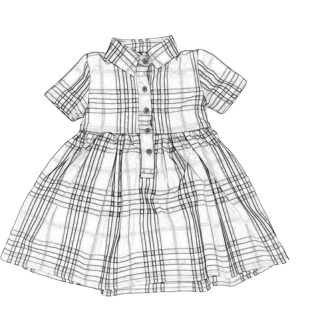 【正伟潮童】069儿童女童夏季新款时尚洋气经典格纹半袖衬衫连衣裙