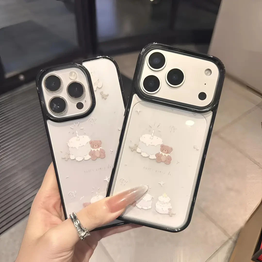 韩系蜡烛甜心蛋糕熊适用iPhone17/15/14/13promax手机壳12/11防摔