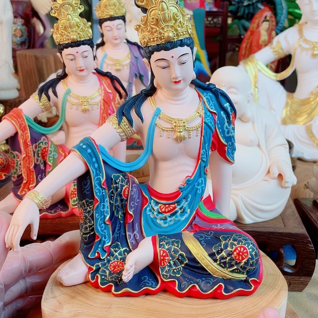 只***皮石材自在观音摆件