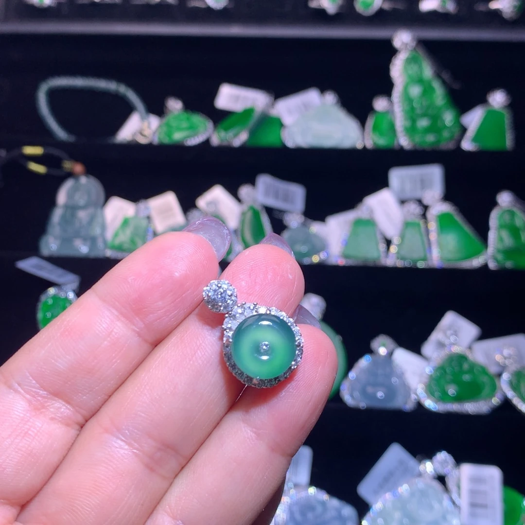 【闪购商品】翡翠银S925镶嵌颈饰天然翡翠