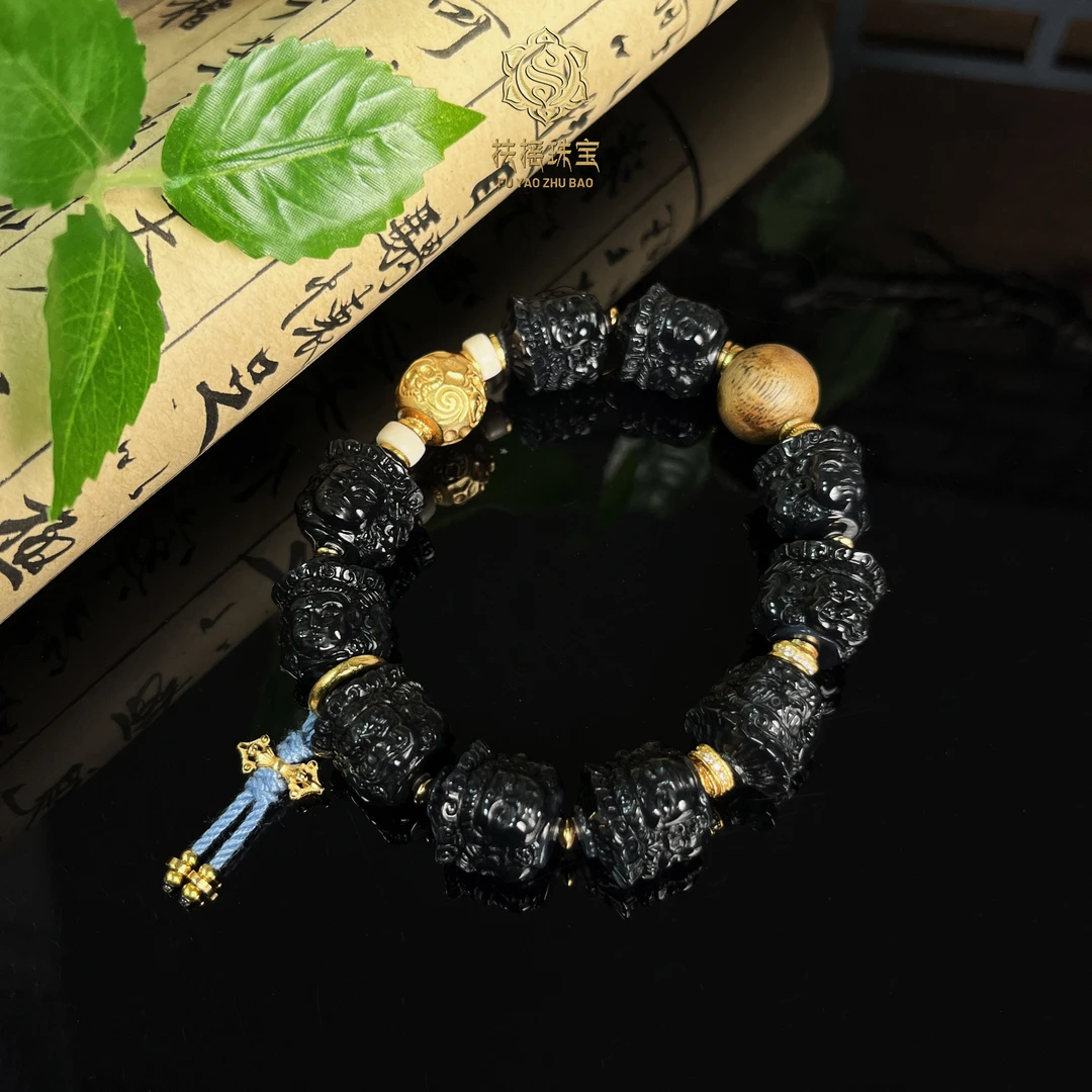 扶摇臻选|s925银蓝沁摩利支天沉沉DIY设计款多宝项链6890