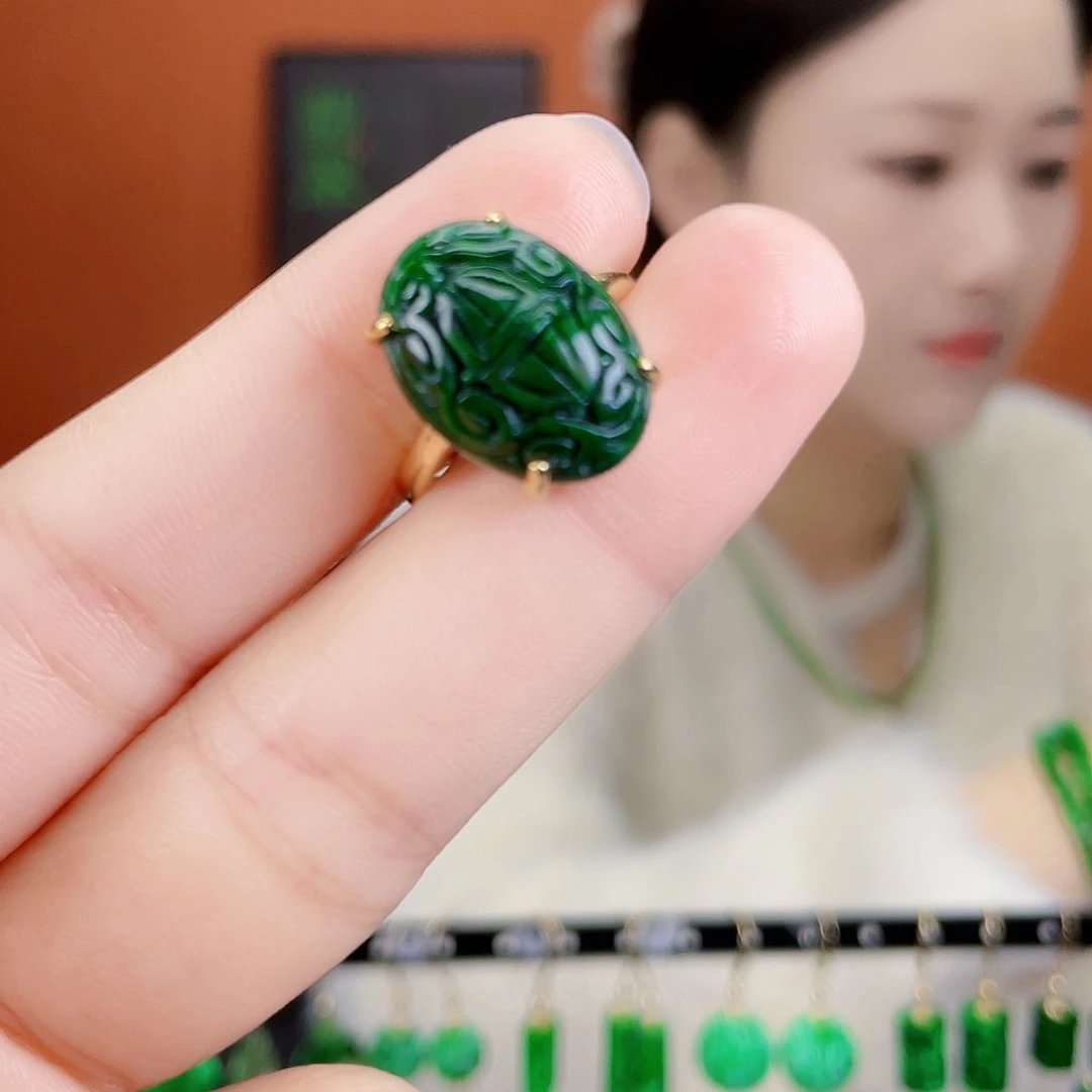 翡翠银S925镶嵌耳饰