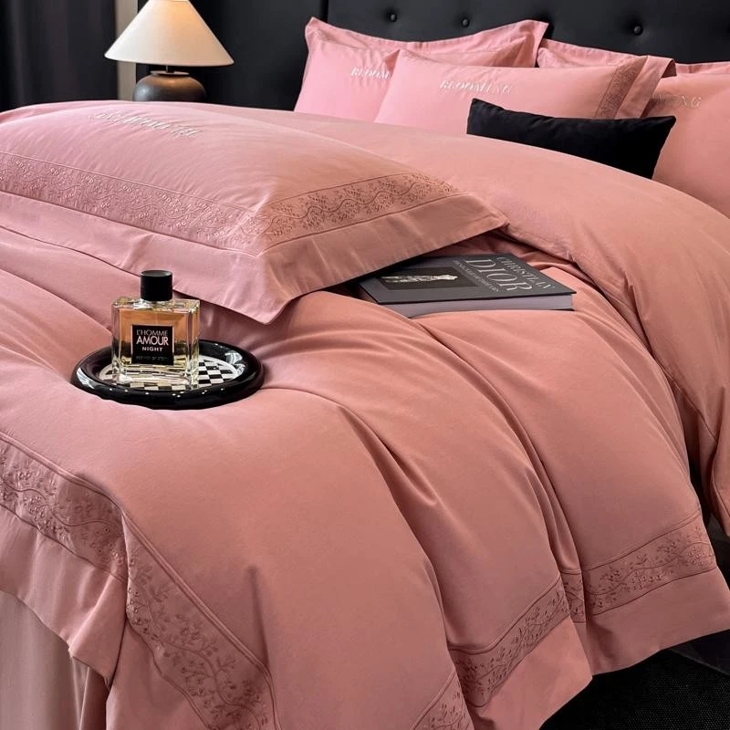 A类全棉四件套加厚不透色纯棉床单被套冬季磨毛简约大气床上用品