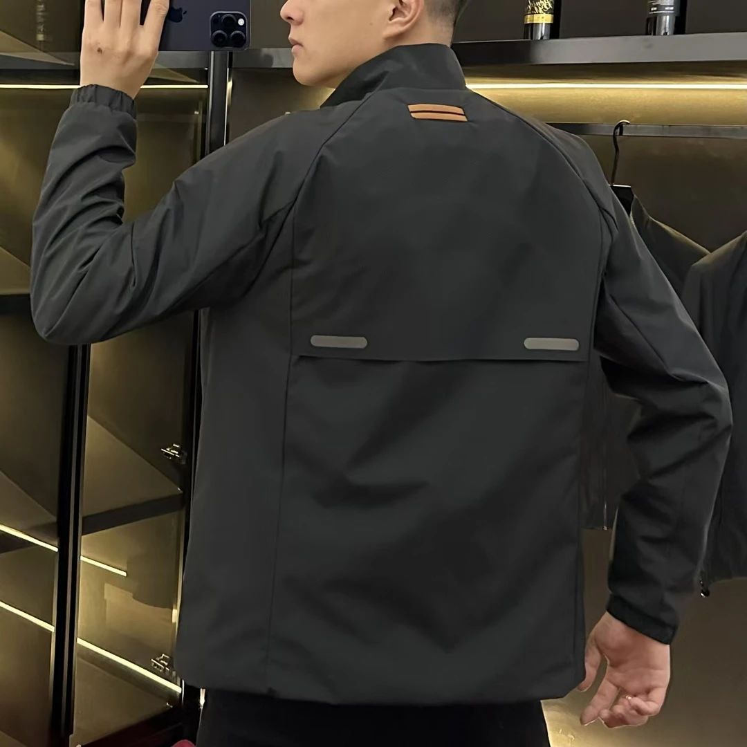 24034-2冬季立领新款男士休闲百搭夹克烧花工艺棉服外套商务男款