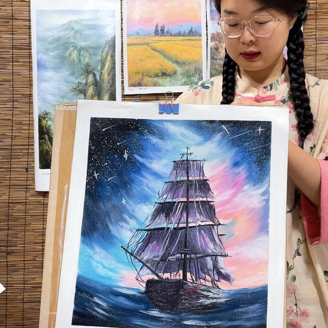 油画恭喜竞拍成功薇爽
