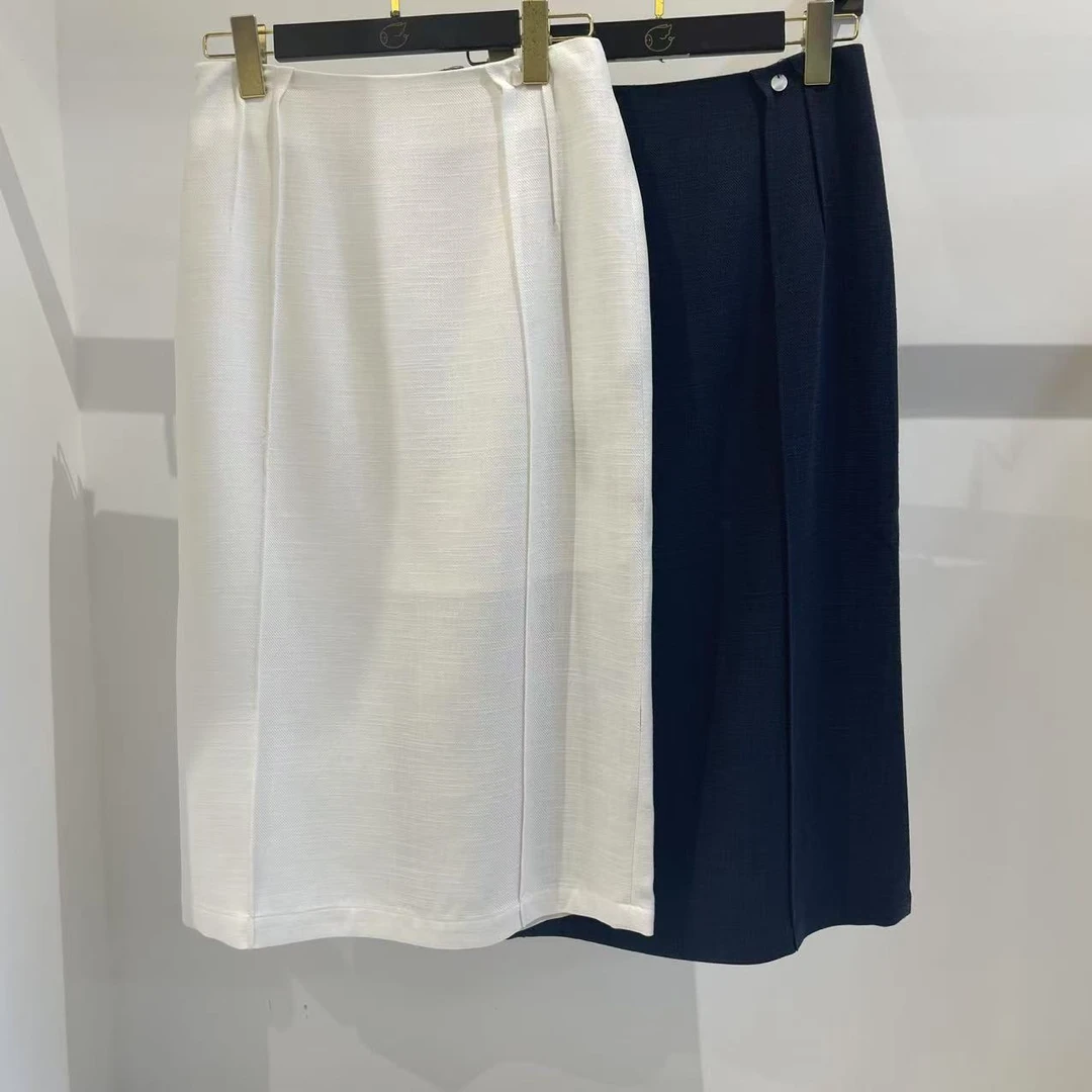 2025夏季新款气质高腰纯色显瘦时尚百搭女士简约半身裙  0261