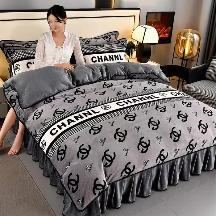 【8-9斤】冬季加厚裸睡床裙牛奶绒四件套保暖双面绒高克重珊瑚绒.