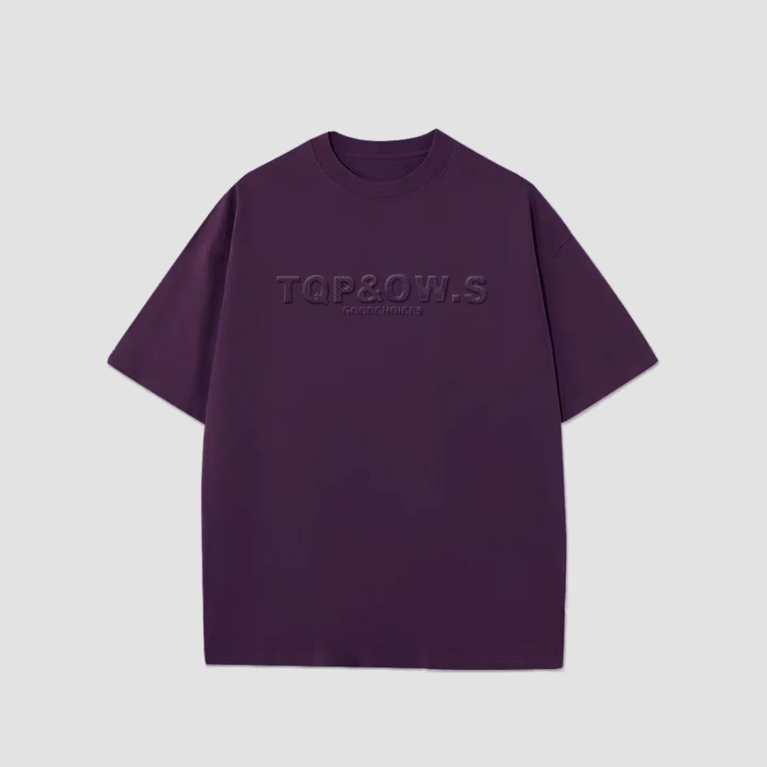 【浮雕凹凸印】纯棉重磅潮流短袖宽松圆领上衣夏季休闲时尚透气T恤