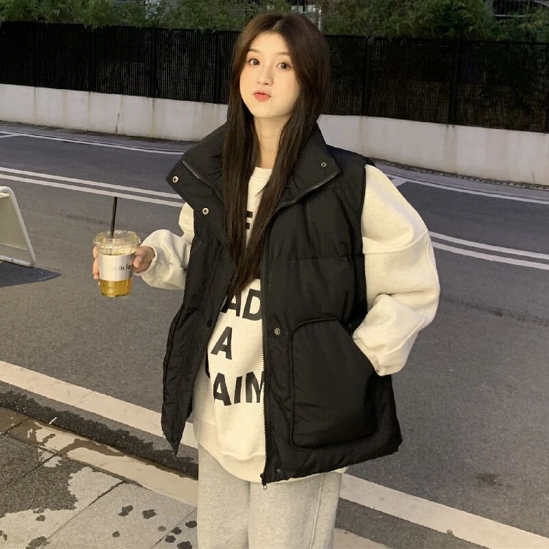 【奥莱清仓】2025秋冬季新款棉服马甲女学院风大码宽松洋气外套加