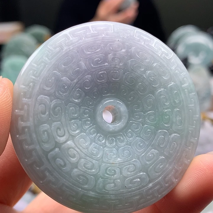 翡翠未镶嵌颈饰仿古平安扣两面工艺福利卡厚13+