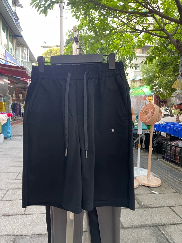 休闲裤夏季中腰五分裤弹力纯色时尚黑色青年中裤短裤直筒裤潮棉