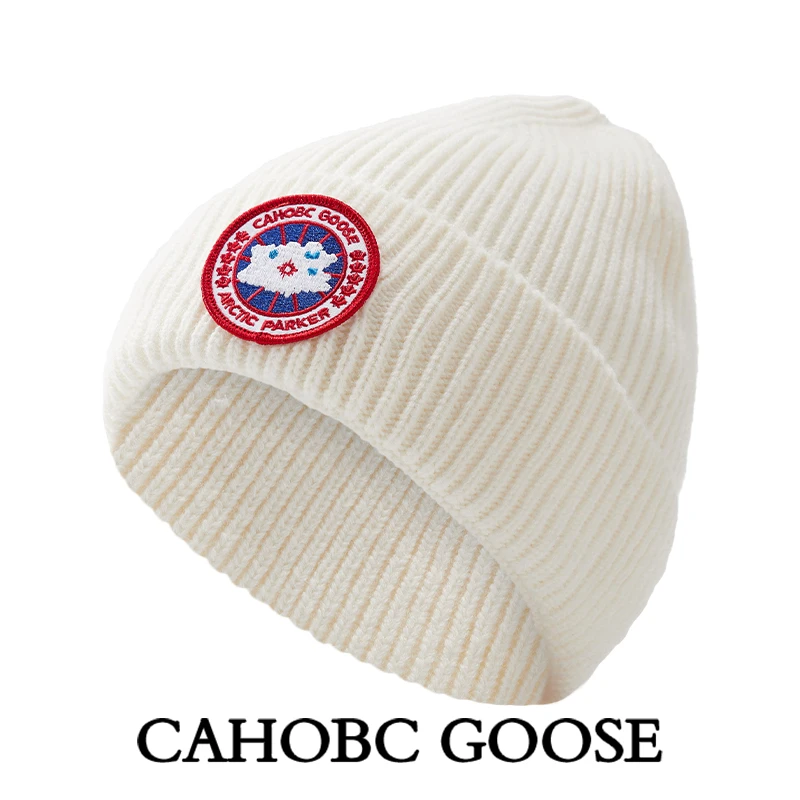【CG-100毛线帽】CAHOBC GOOSE黑色毛线帽男女同款冷帽秋冬休闲保暖