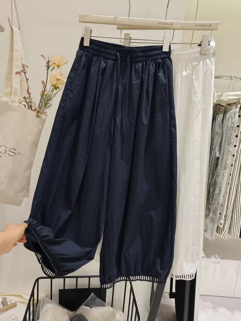 欧货八分灯笼裤女薄款2025夏季新款宽松休闲高腰显瘦大脚裤阔腿裤