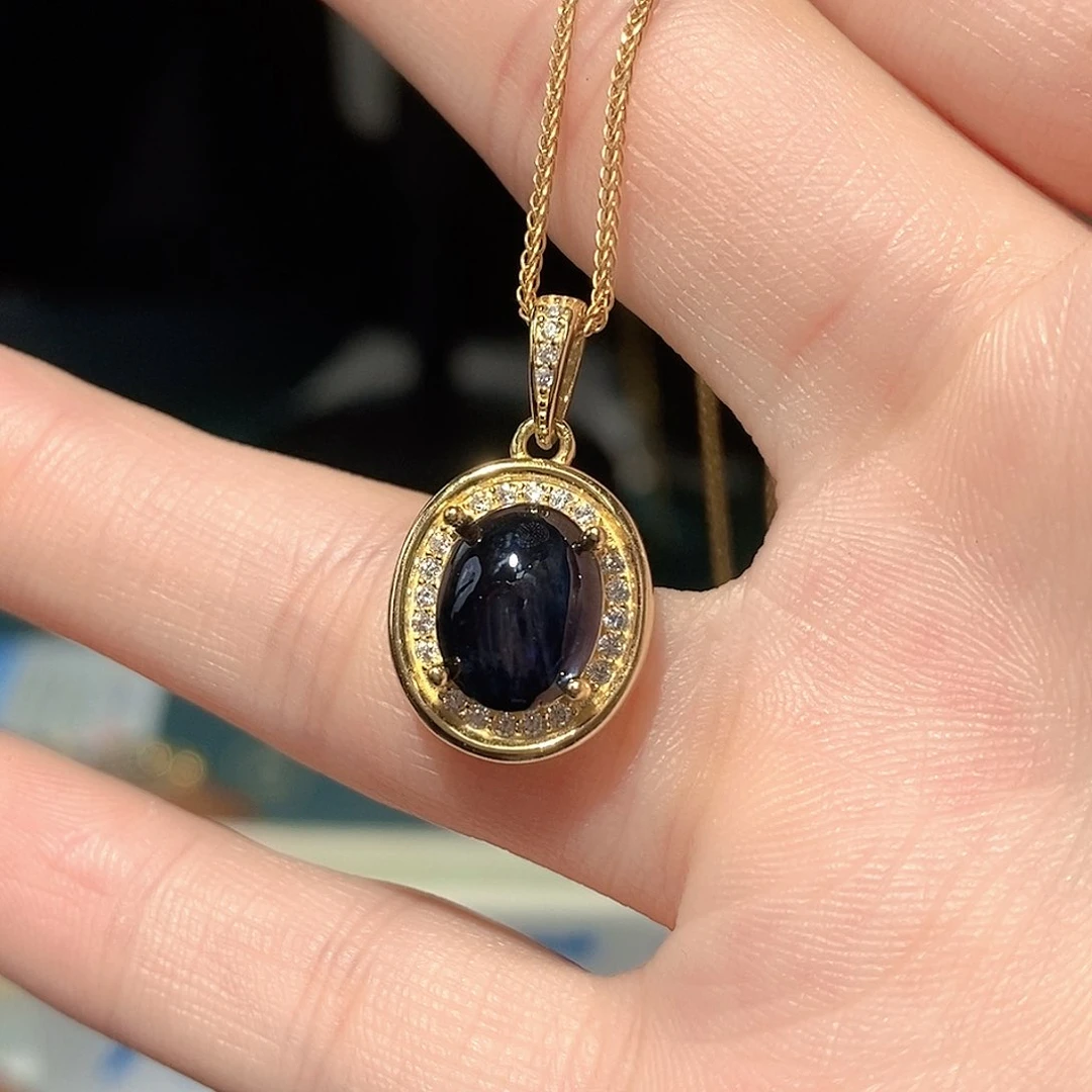 颈饰蓝宝石银S925镶嵌天然蓝宝石