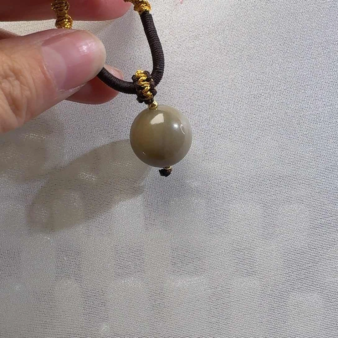 和田玉颈饰未镶嵌且末金山糖16mm单珠