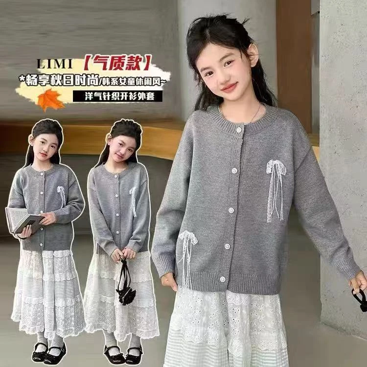 女童蝴蝶结开衫毛衣031