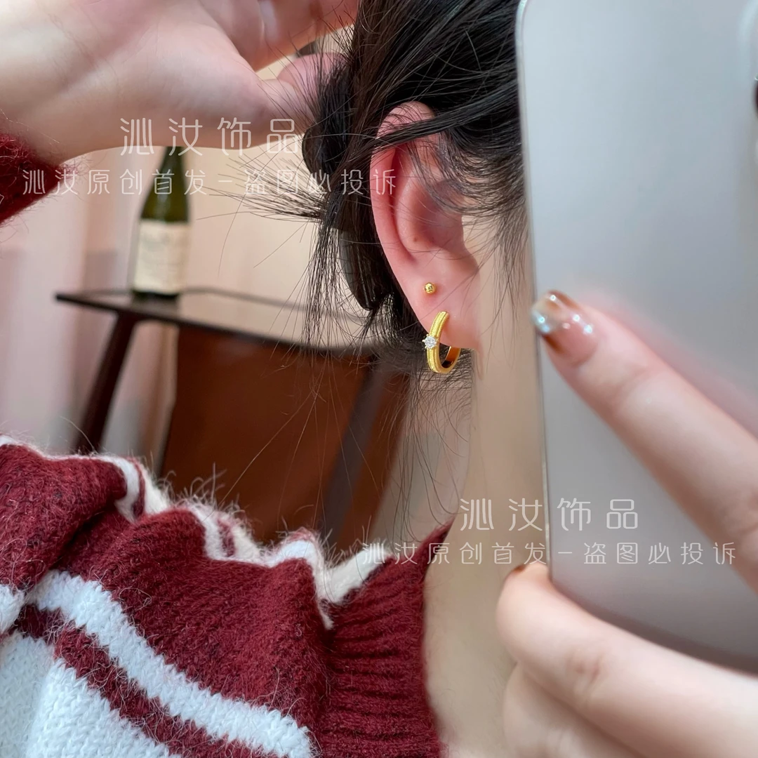 【沁汝饰品】FQ891金色耳环四件套轻奢高级气质百搭