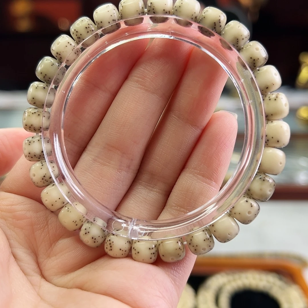 星月菩提手串Fqh8*7玉化青花瓷 通体留白 颗粒散星