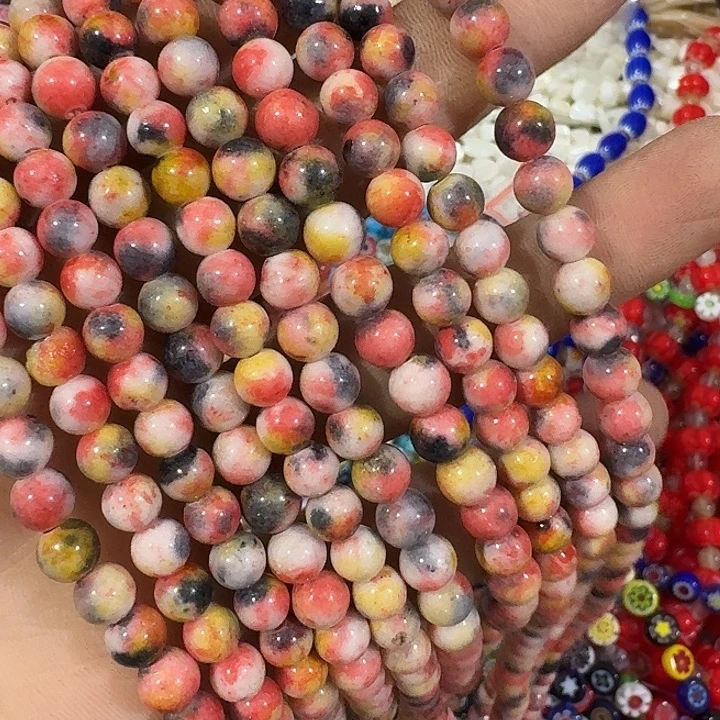 玛瑙/玉髓合金珠宝半成品3条6mm花石38号