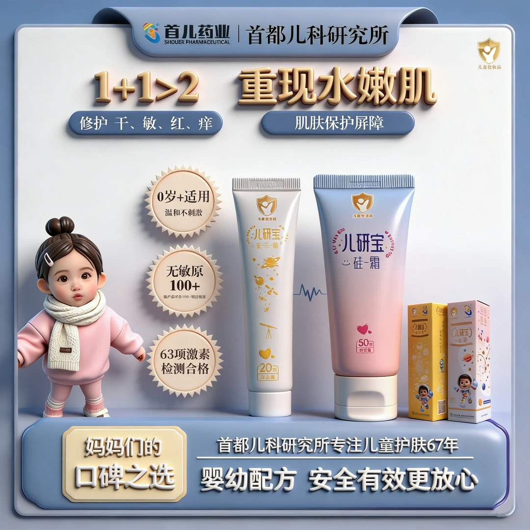 【儿研宝肤乐霜+硅霜】首儿药业婴童修护屏障湿某某舒缓 温和润肤