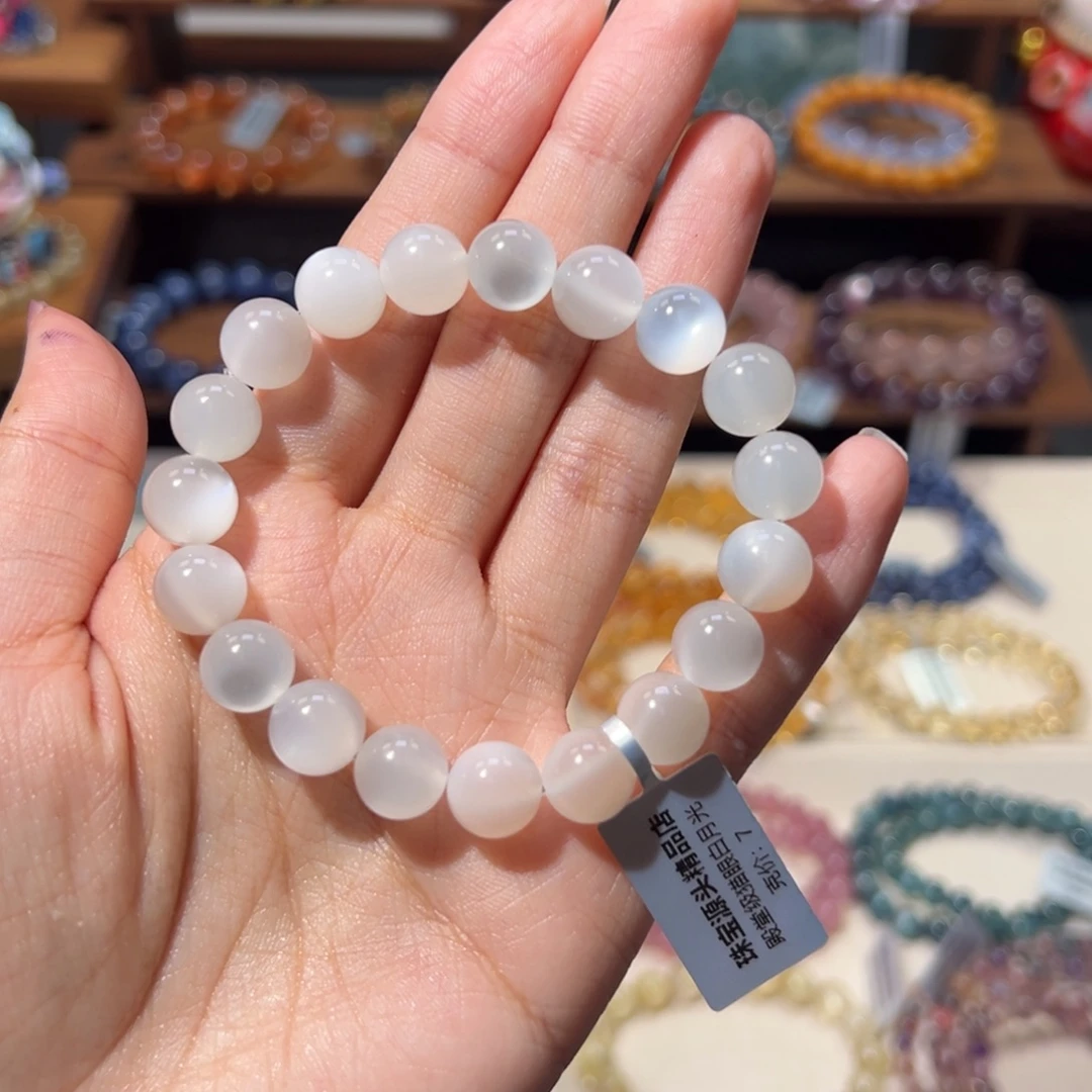 未镶嵌长石手串10m殿堂级猫眼灯泡白月光