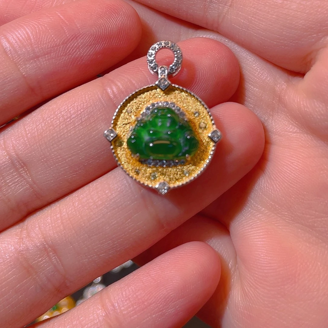 翡翠银S925镶嵌吊坠(不含链)