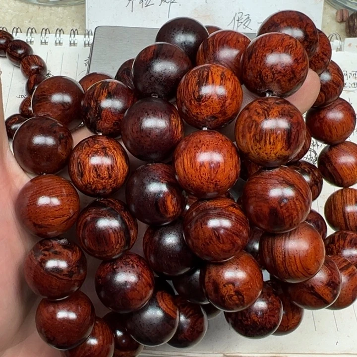 降真香手串/手链海南红降18圆珠黄金