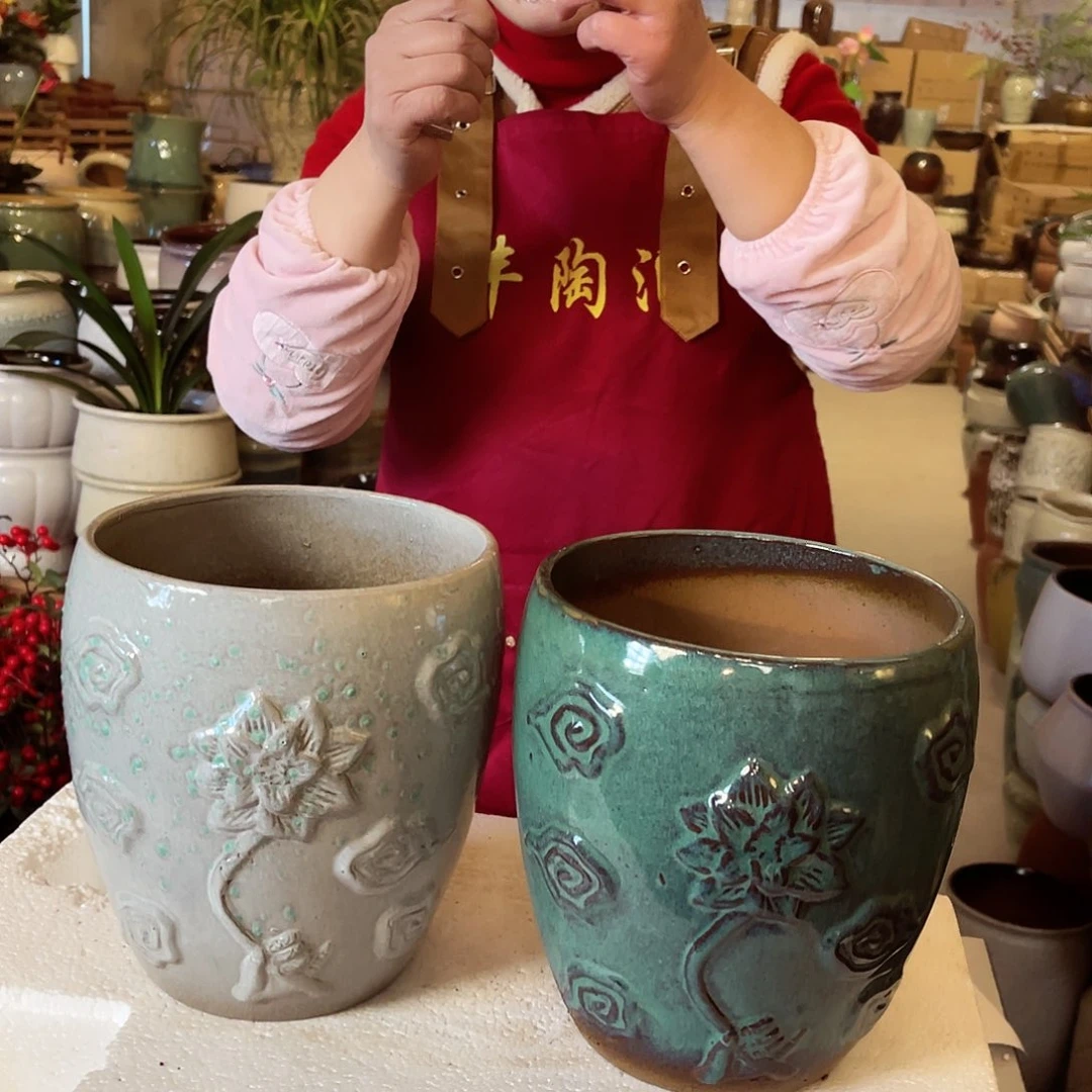 紫砂花盆高度19口径17