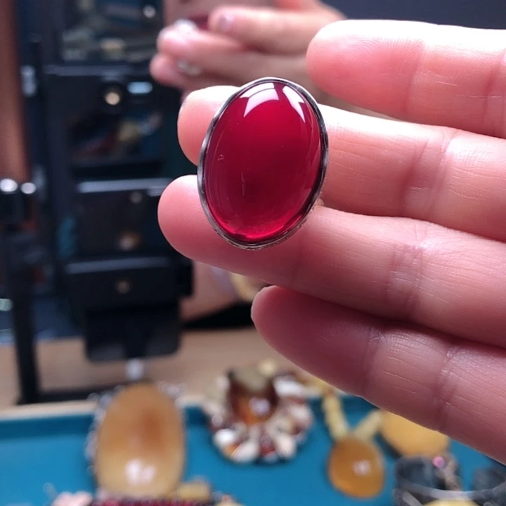 银S925镶嵌琥珀手链波兰设计款琥珀蜜蜡戒指