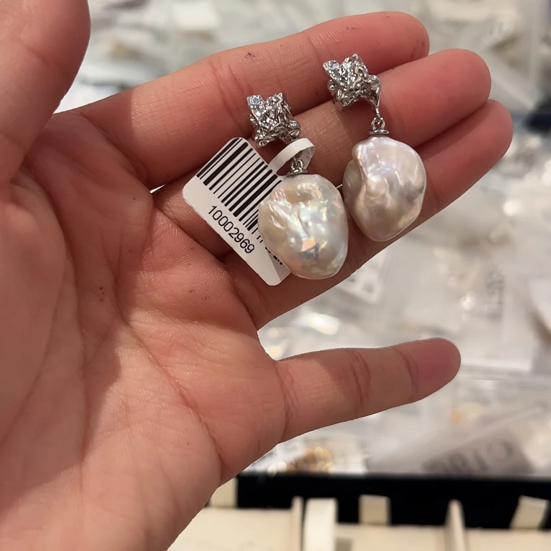 淡水珍珠耳饰合金