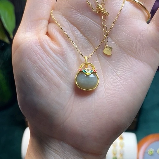 静***秀非金属非金属925银福袋吊坠项链