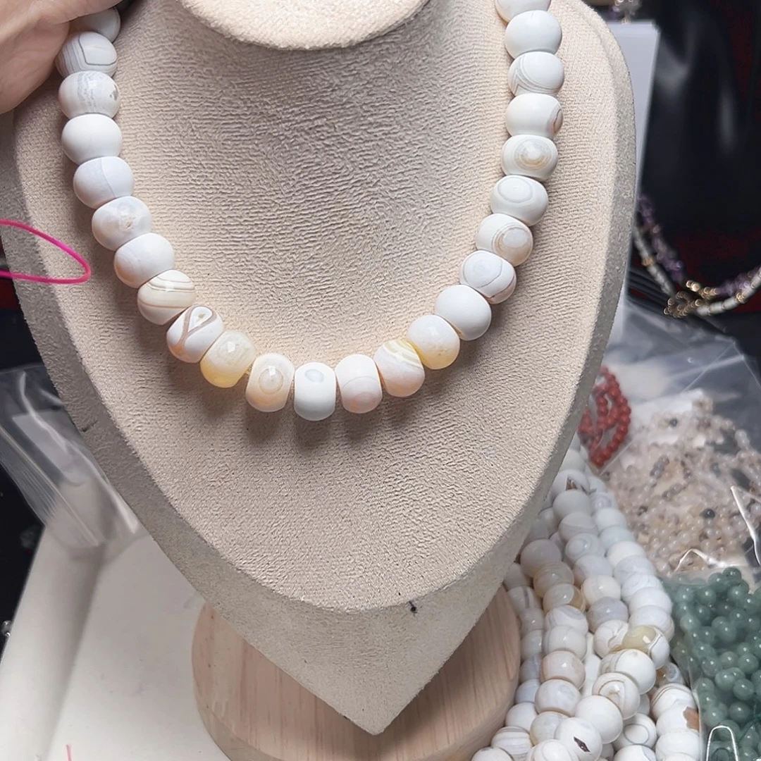 玛瑙/玉髓未镶嵌珠宝半成品t499 14m 牛奶隔珠