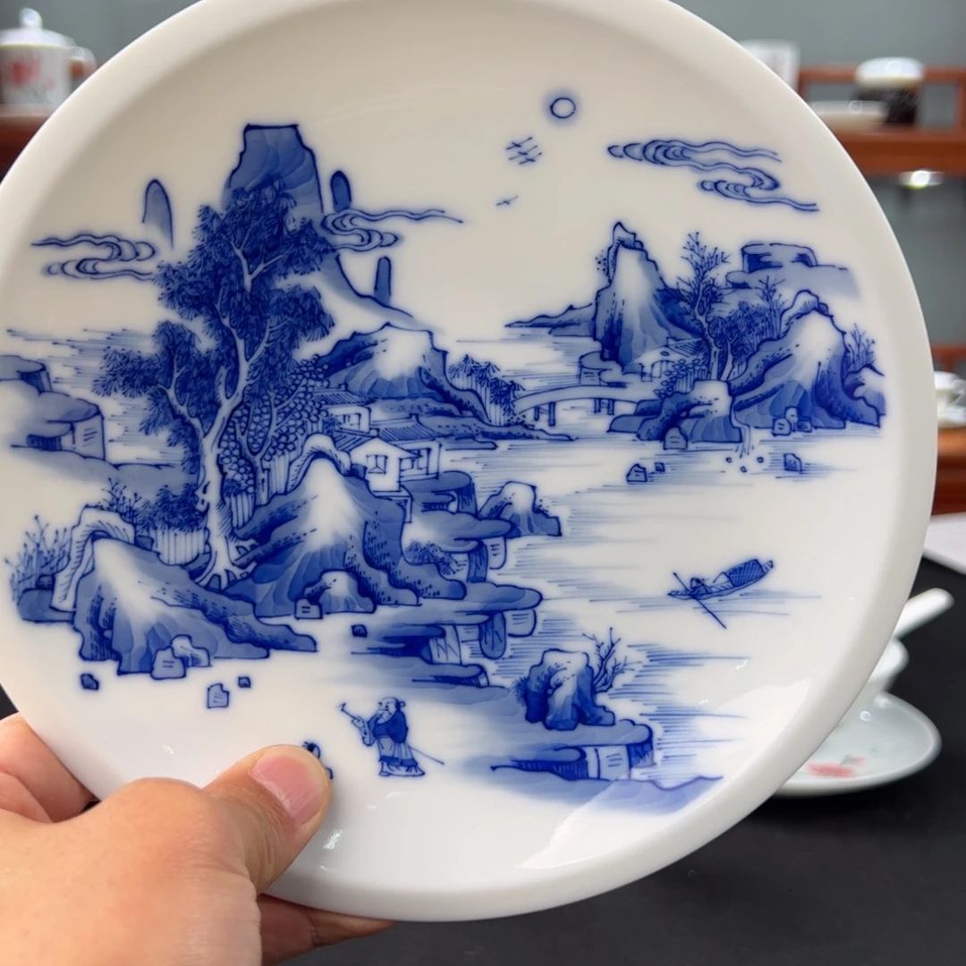 耐**待柴窑青花山水壶承一级品