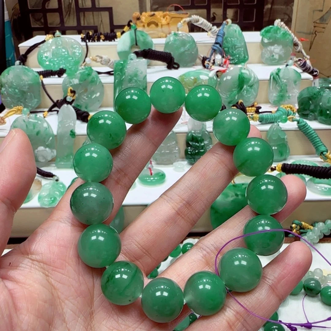 石英质玉（非洲翠）手串未镶嵌慢*的