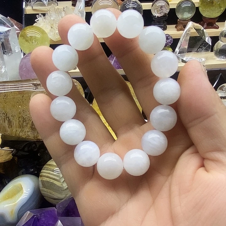 石材天然白月光手串14cm