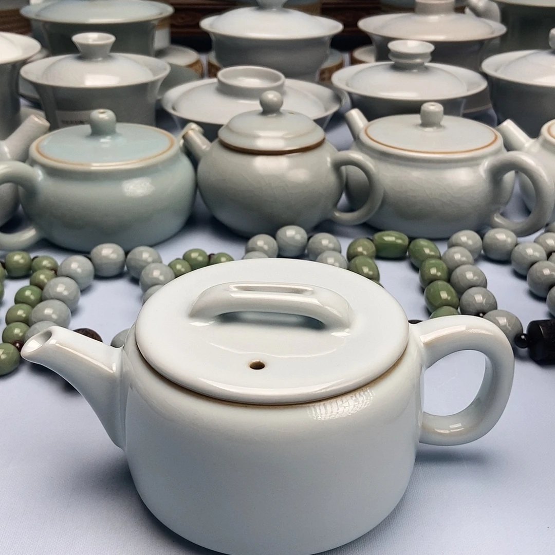 杯月白釉汗瓦壶原矿原釉原产地