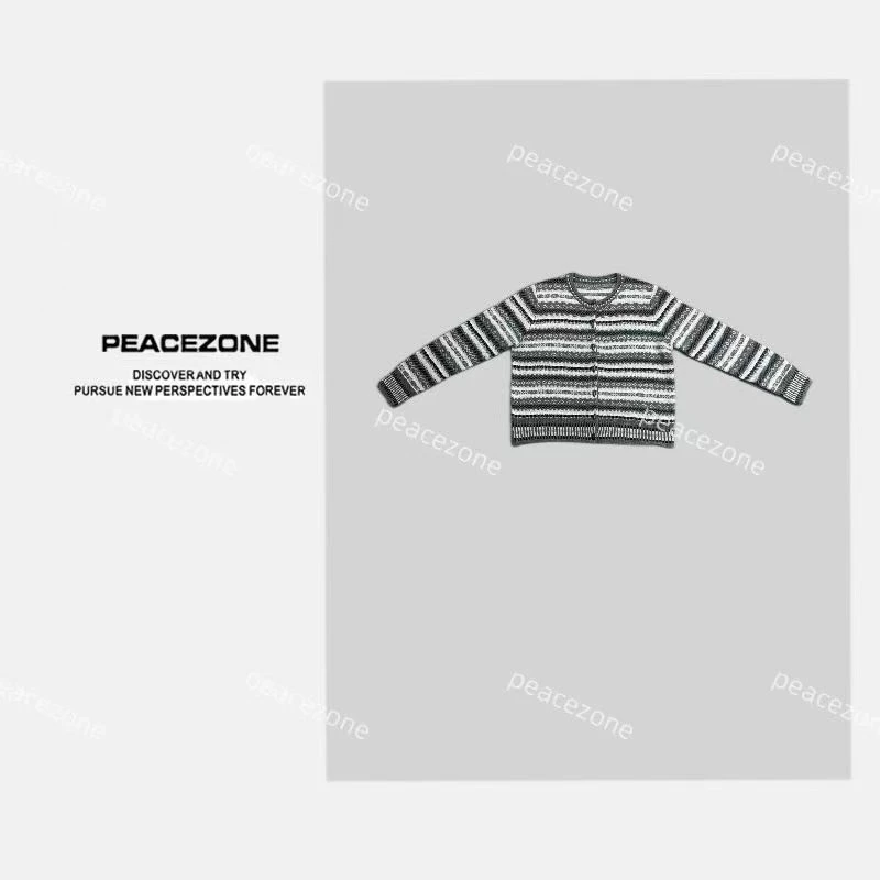 Peacezone 绵羊毛+山羊绒 秋冬新款费尔岛开衫百搭毛衣/5466663
