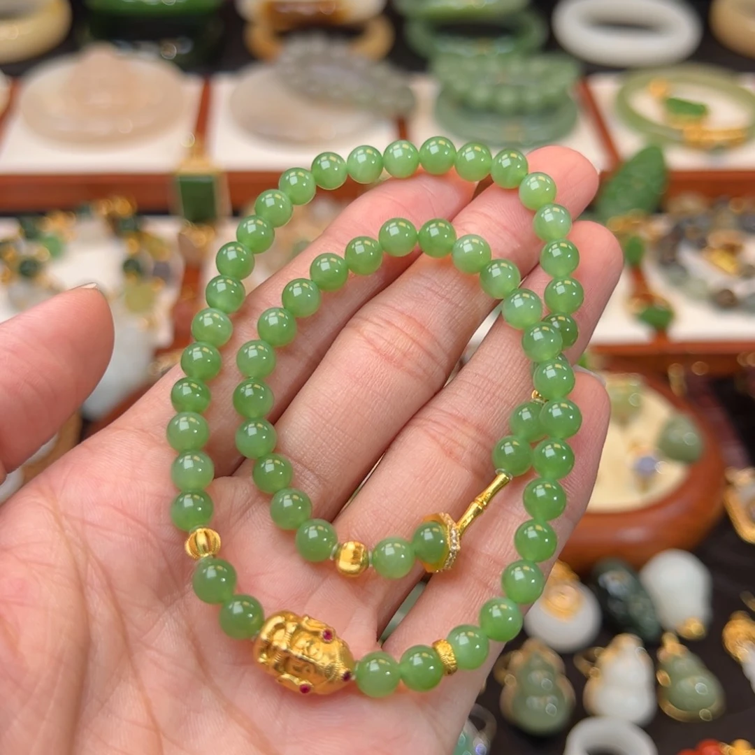 手串18K金镶嵌和田玉