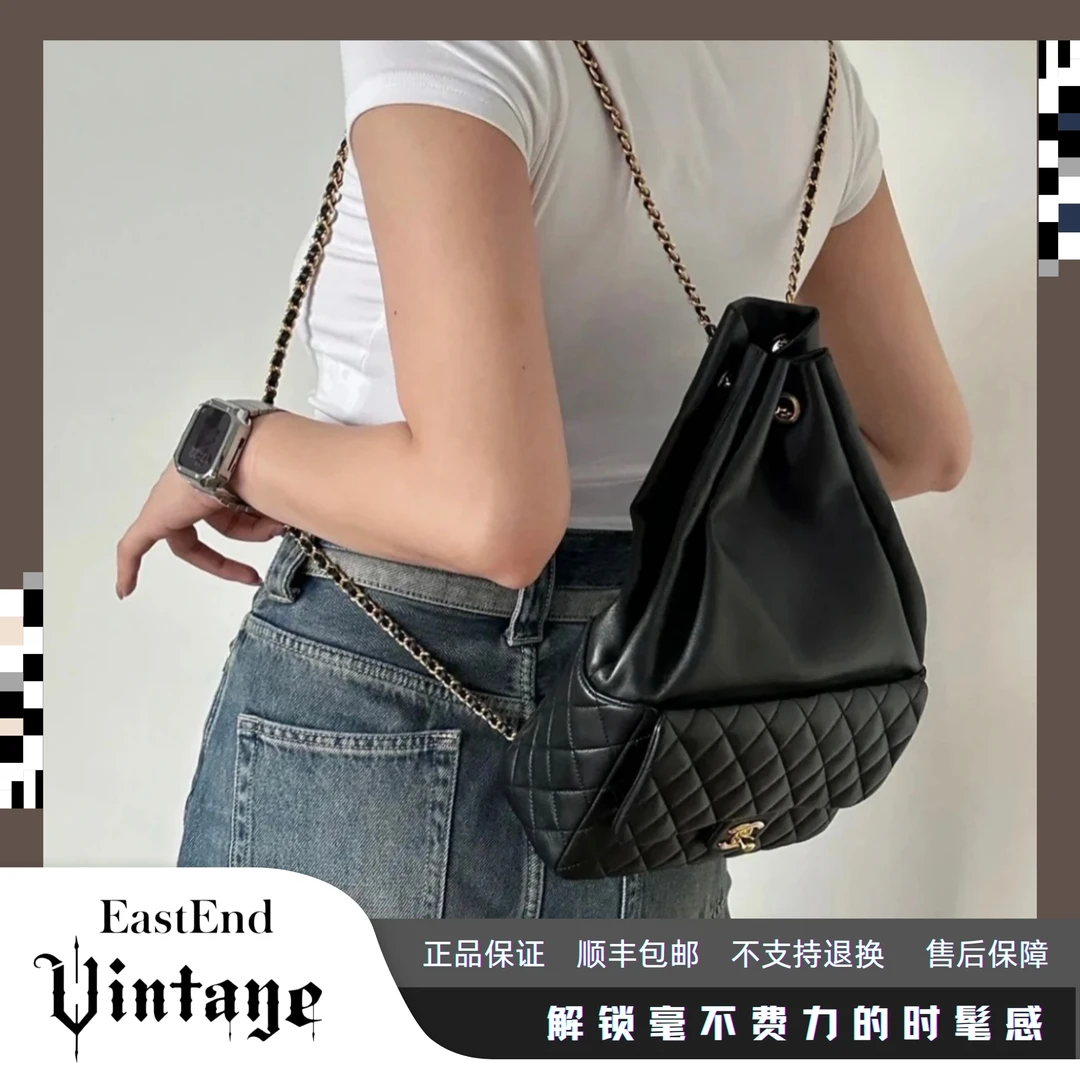 99新 Chanel/香奈儿 東区-黑金束口21开双肩包/37499休闲时尚