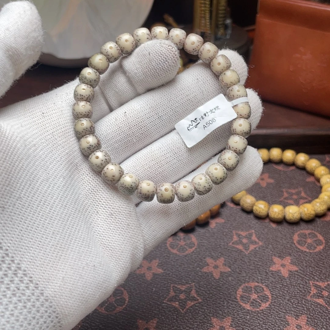 星月菩提手串8.5x7.5灰瓷白大眼睛双留白a508