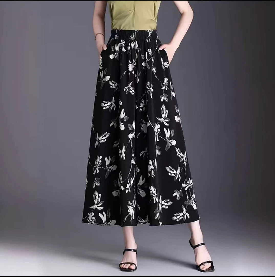 夏季半身冰丝裙裤时尚百搭A型显瘦休闲裤子垂感薄款