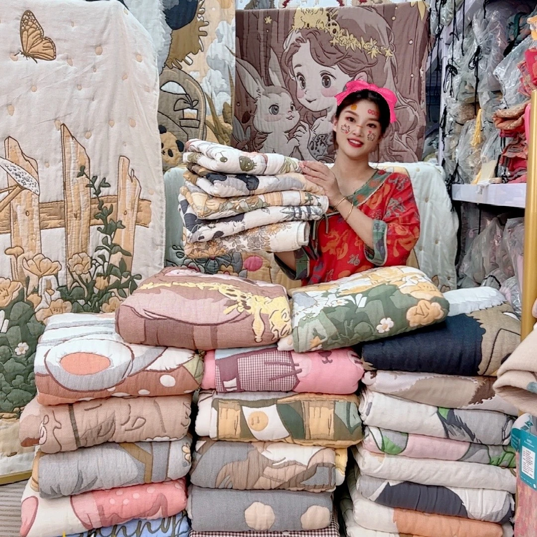 【桃子清清清】 120cm x 150cm加厚色织多功能高端轻奢超柔纱布被