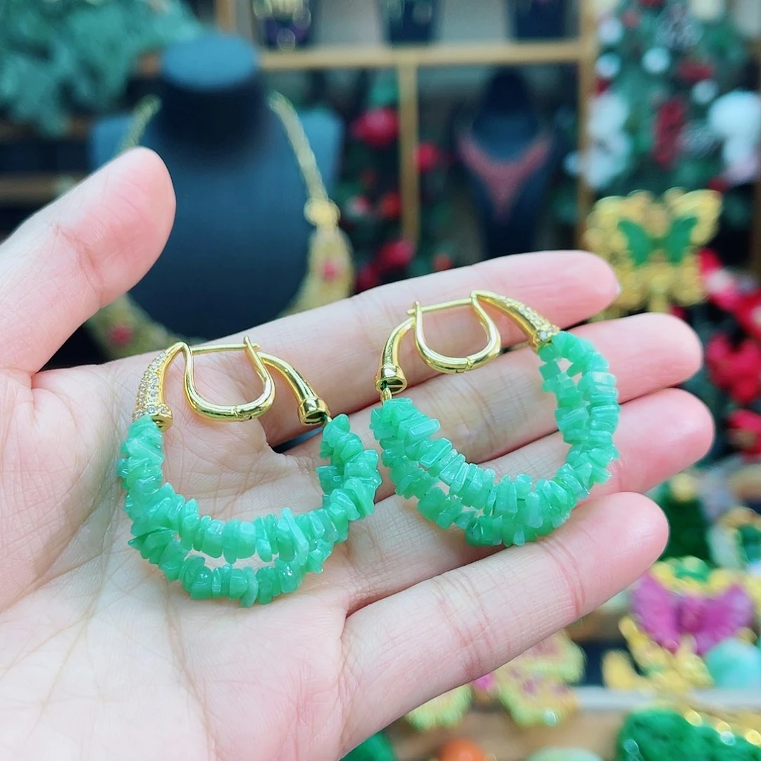 银S925镶嵌翡翠耳饰48小时鉴赏期1