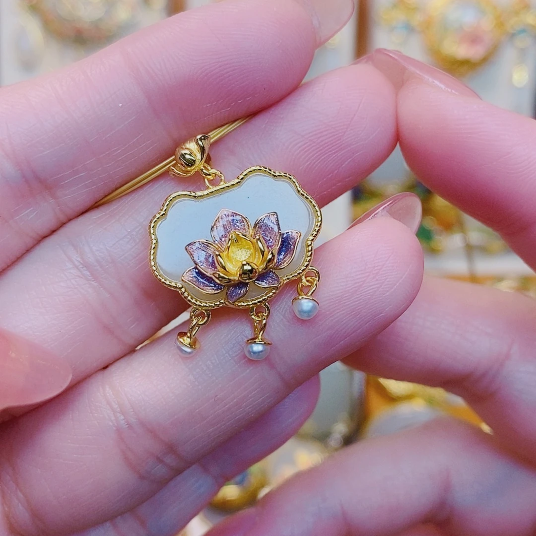 和田玉银S925镀金镶嵌颈饰