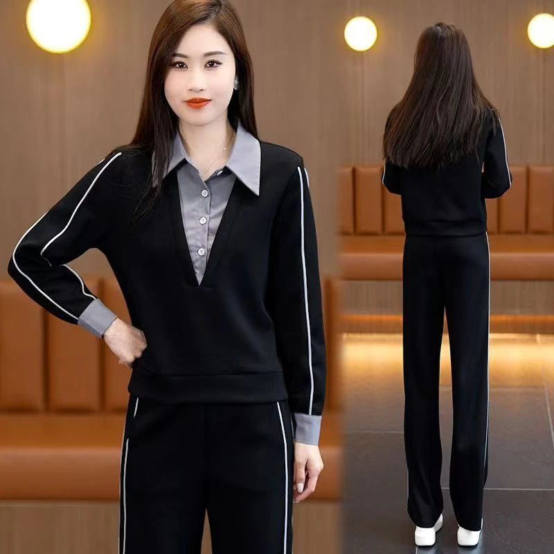 时尚衬衫套装女2025春秋季新款显瘦减龄时尚长裤两件套
