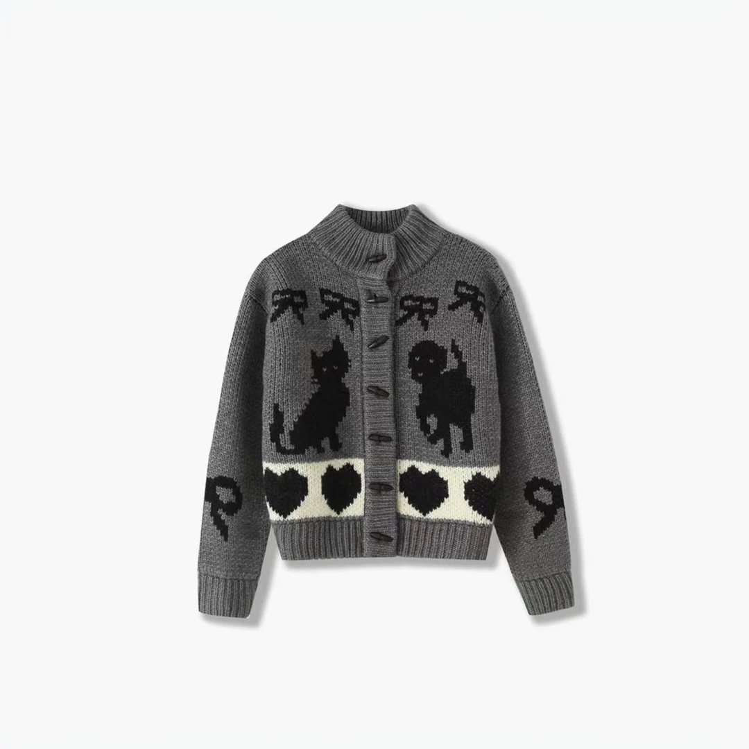 徐秋阳  猫猫狗狗  百搭时尚休闲设计感显瘦显白毛衣4495-