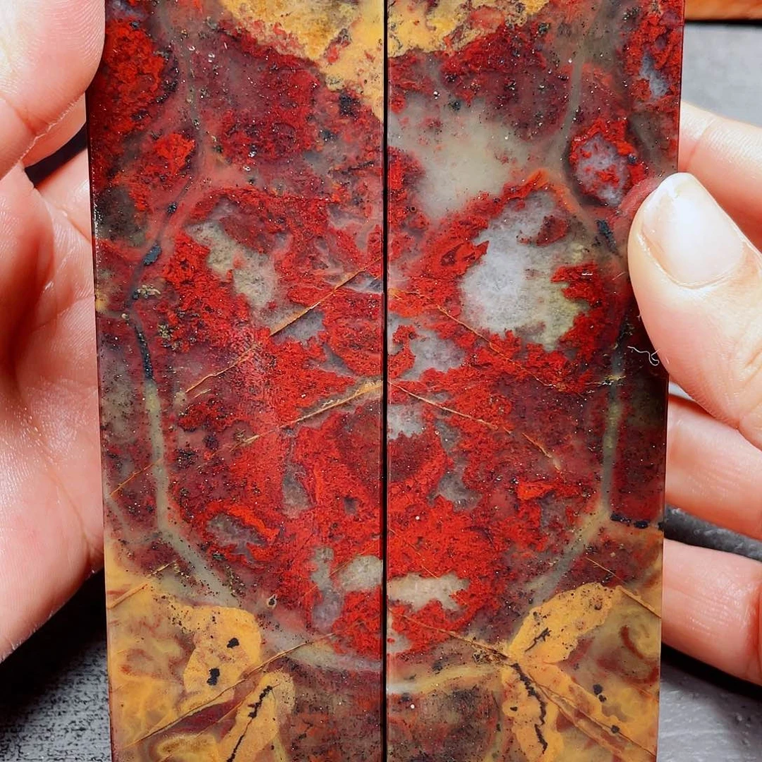 【闪购商品】玉桂林鸡血玉印章镇尺对1
