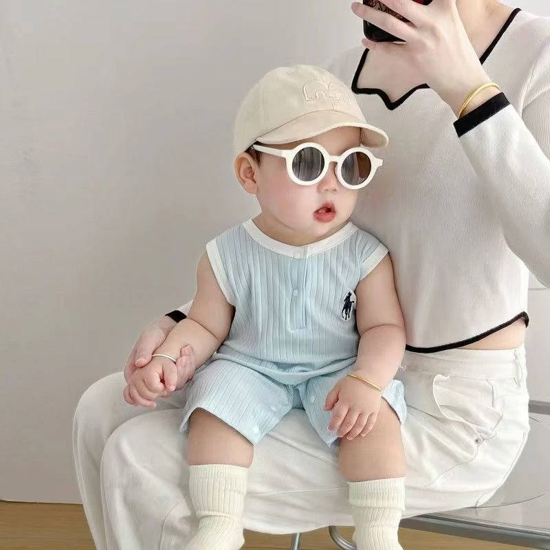 【夏季】新款骑士的蔚蓝披风婴幼儿无袖薄款洋气是时尚极简风连体衣