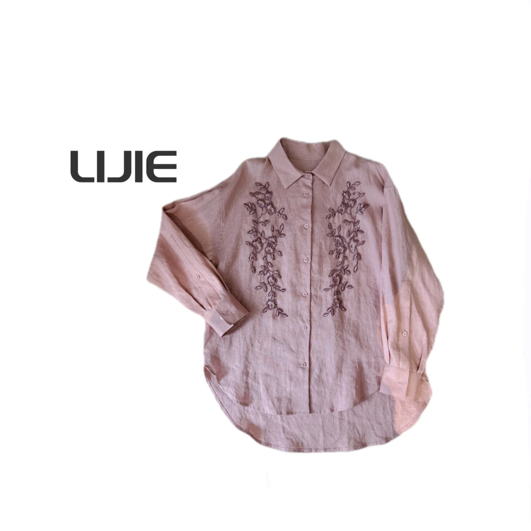 【深圳丽姐-丽丽】62012刺绣钉钻衬衫女